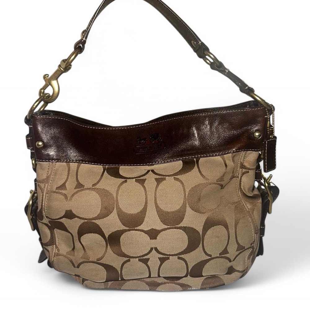 Vintage Brown Coach Monogram Signature Shoulder Bag